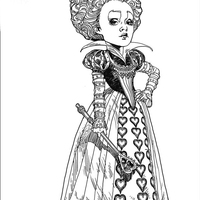 Desenho de Rainha de Copas para colorir