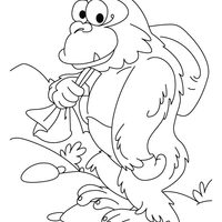 Desenho de Gorila carregando saco para colorir