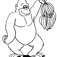Desenho de Gorila e cacho de bananas para colorir