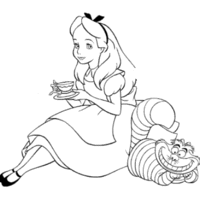 Desenho de Alice tomando café para colorir