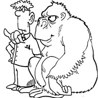 Desenho de Gorila e homem para colorir