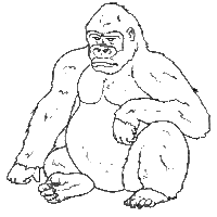 Desenho de Gorila gordo sentado para colorir