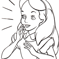 Desenho de Alice tendo uma ideia para colorir