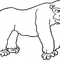 Desenho de Gorila caçando para colorir