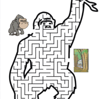 Desenho de Jogo do labirinto - Gorila para colorir