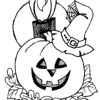 Desenho de Corvo e abóbora do Halloween para colorir