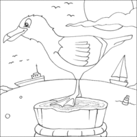 Desenho de Gaviota no mar para colorir