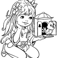 Desenho de Menina e cuco para colorir