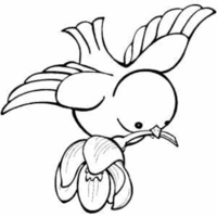 Desenho de Pássaro carregando flor para colorir