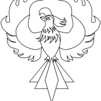 Desenho de Pássaro fênix para colorir