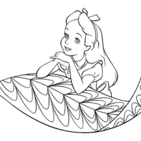 Desenho de Alice pensativa para colorir