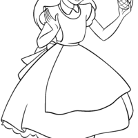 Desenho de Alice segurando uma pinha para colorir