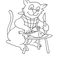 Desenho de Gato vendo aquário para colorir