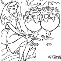 Desenho de Alice sentada no bosque para colorir