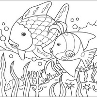 Desenho de Peixe arco-íris no mar para colorir