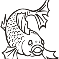Desenho de Peixe com boca aberta para colorir