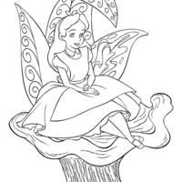 Desenho de Alice sentada em uma planta para colorir