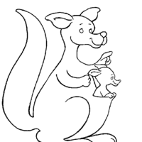Desenho de Canguru carregando filhote na bolsa para colorir