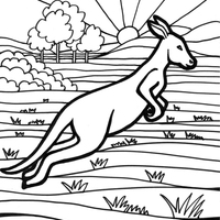 Desenho de Canguru saltando para colorir