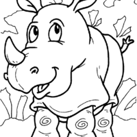 Desenho de Rinoceronte pequeno para colorir