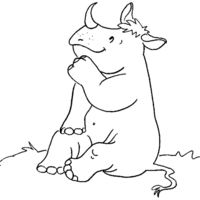 Desenho de Rinoceronte sentado para colorir