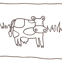 Desenho de Vaca na granja para colorir