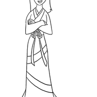 Desenho de Mulan princesa chinesa para colorir
