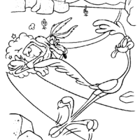 Desenho de Coiote e Papa Léguas brincando para colorir