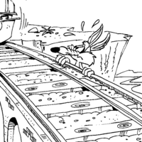 Desenho de Coiote vendo linha do trem para colorir