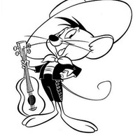 Desenho de Ligeirinho com violão para colorir