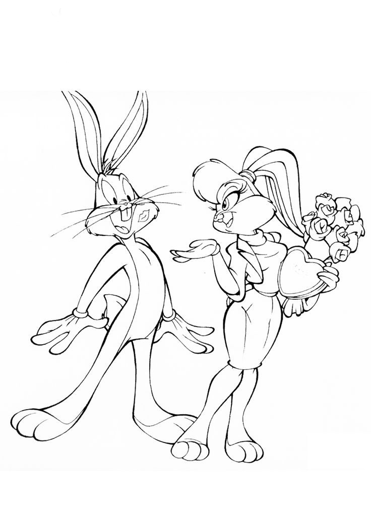 Desenho de Lola Bunny e Pernalonga apaixonados para colorir - Tudodesenhos.