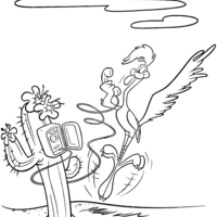 Desenho de Papa Léguas falando no orelhão para colorir