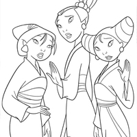 Desenho de personagens de Mulan para colorir