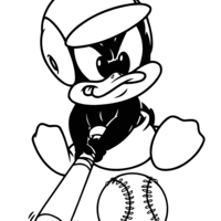 Desenho de Patolino baby jogando basebol para colorir