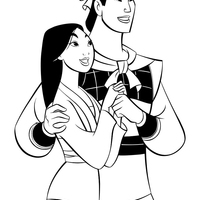 Desenho de príncipe shang e princesa mulan para colorir