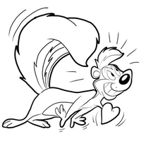 Desenho de Gambá Le Pew apaixonado para colorir