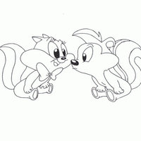 Desenho de Gambá Le Pew e Penélope Pussy Cat baby para colorir