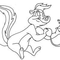 Desenho de Gambá Le Pew passando perfume para colorir