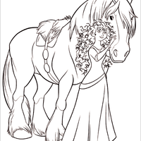 Desenho de Merida e seu cavalo para colorir