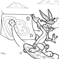 Desenho de Pernalonga no circuito de skate para colorir