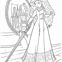 Desenho de Merida e a espada para colorir