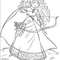 Desenho de Merida com seu arco e flecha para colorir