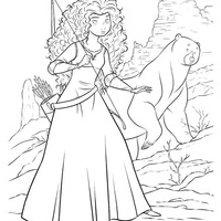 Desenho de Merida e o urso para colorir