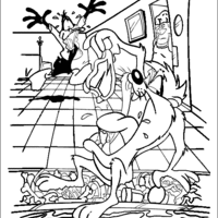 Desenho de Taz comendo carne do Patolino para colorir