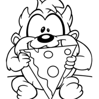 Desenho de Taz comendo pizza para colorir