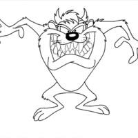 Desenho de Taz mostrando dentes para colorir