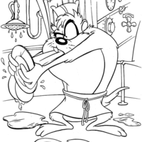 Desenho de Taz quebrando pratos para colorir