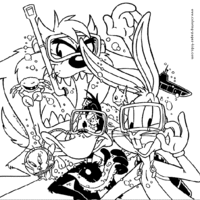 Desenho de Turma Looney Tunes mergulhando para colorir