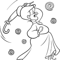 Desenho de Vovó do Frajola correndo para colorir