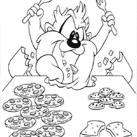 Desenho de Taz devorando comida para colorir
